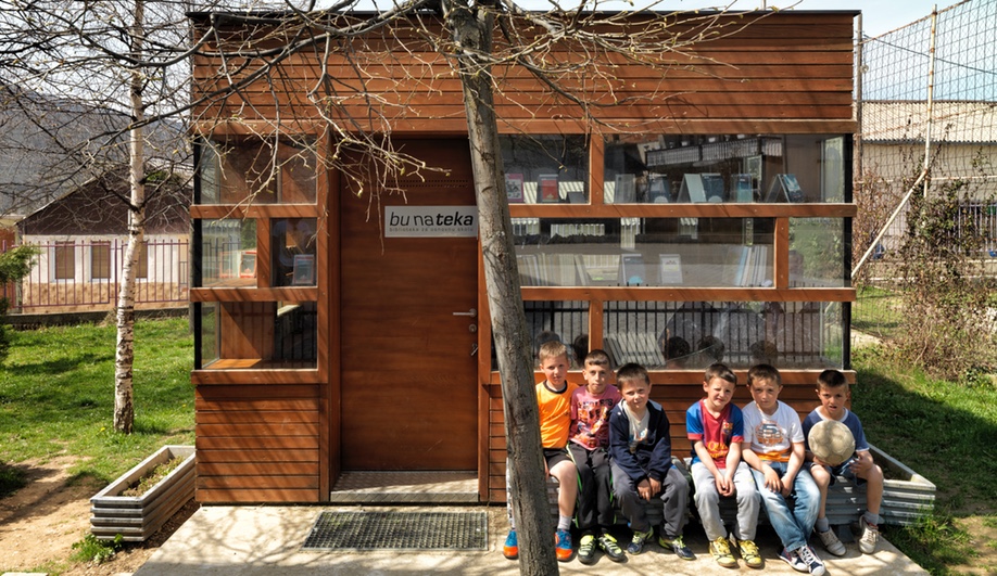 Bujar Nrecaj Architects designed the Bunateka Libraries across Kosovo and built them from 2009 to 2012, to provide books for disadvantaged youth.