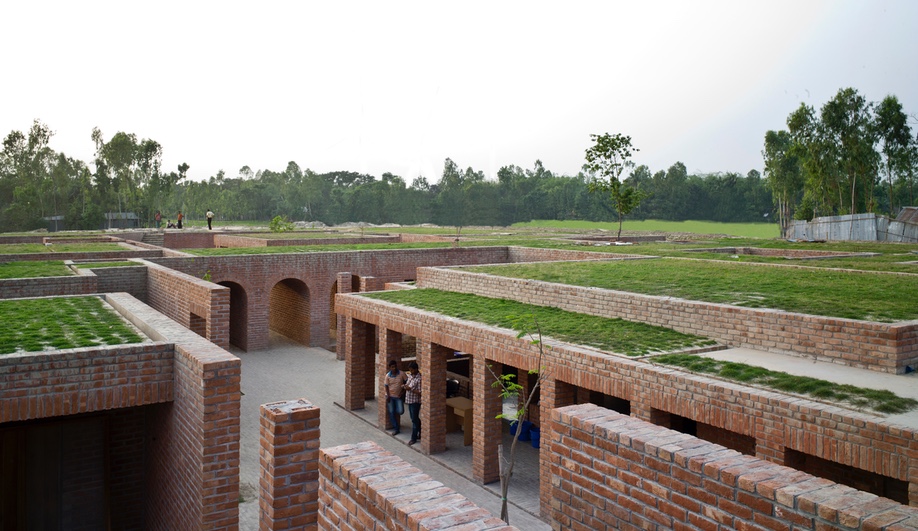 Friendship Center, in Gaibandha, Bangladesh, was designed by Kashef Mahboob Chowdhury / URBANA and completed for the Friendship NGO in 2011. It is a rural training centre inspired by one of the country's oldest urban archeological sites.