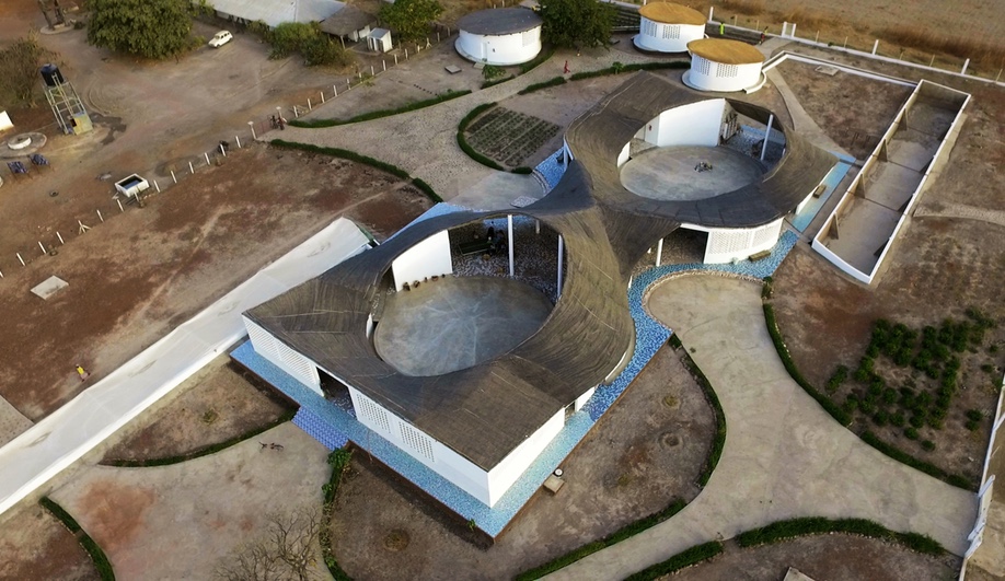 Thread Artist Residency & Cultural Centre, by Toshiko Mori Architects, was completed in Sinthian, Senegal, in 2014. It's an ecologically sensitive meeting place inspired by local thatched roofs.