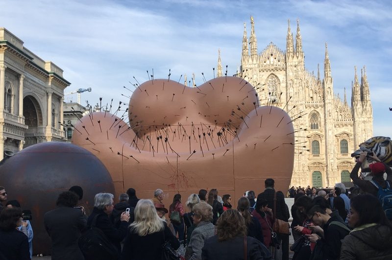 Gaetano Pesce and B&B Italia celebrated 50 years of Up with a massive and much photographed installation at the Piazza del Duomo, Milan Design Week, Instagram